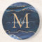 Modern Navy Blue Gold Agate Geode Glitter Monogram