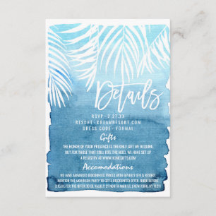 Modern Navy Blue Gold Brushstrokes Wedding Details Enclosure Card