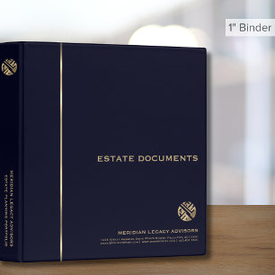 Modern Navy Blue Gold Estate Planning Binder
