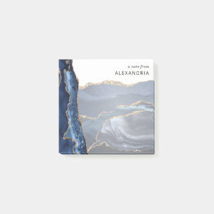 Modern Navy Blue Gold Foil Marble Agate Geode Cute Post-it Notes