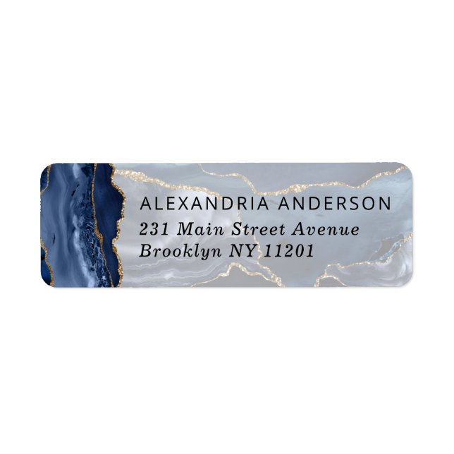 Modern Navy Blue Gold Foil Marble Watercolor Agate (Front)