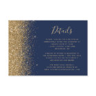 Modern Navy Blue Gold Glitter Edge Wedding Details