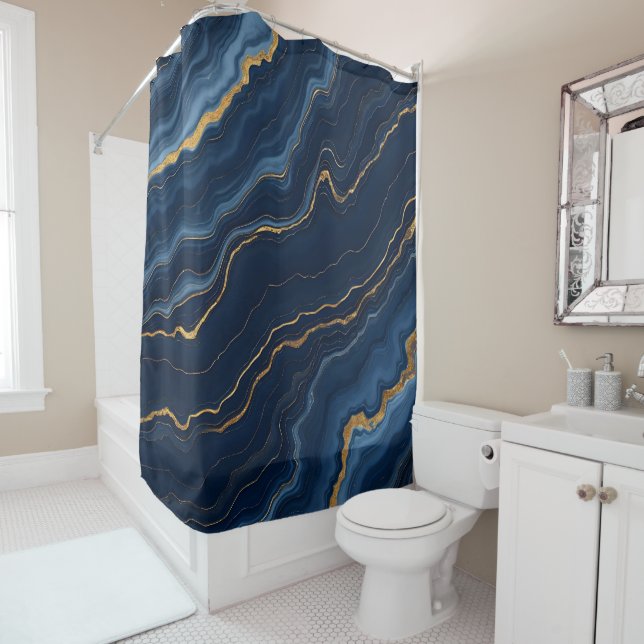 Modern Navy Blue Gold Marble Collection (In Situ)