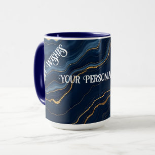 Modern Navy Blue Gold Marble Collection Mug