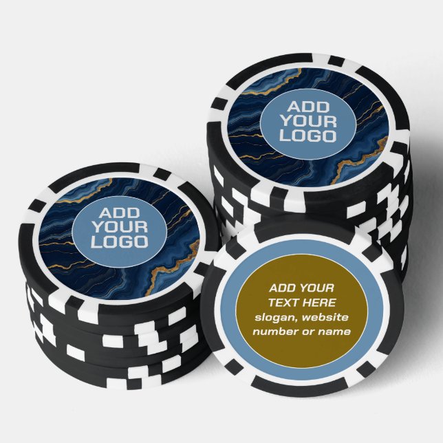 Modern Navy Blue Gold Marble Collection Poker Chips (Stack)