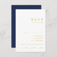 Modern Navy Blue | Gold Menu Choice RSVP Card