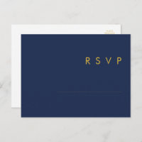 Modern Navy Blue | Gold Menu Choice RSVP Postcard
