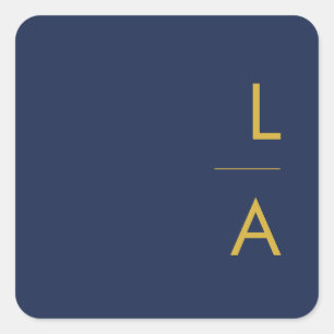 Modern Navy Blue   Gold Monogram Envelope Seals