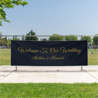 Modern Navy Blue & Gold Script Wedding Welcome