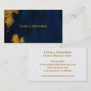 Modern Navy Blue Gold Splatter Business Card
