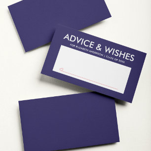 Modern Navy Blue Graduate Student Graduation Party Advice Card