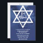 Modern Navy Blue Grunge Star of David Bar Mitzvah Invitation<br><div class="desc">This cool and grunge Bar Mitzvah invitation design is perfect for your son. It features a grungy, rustic, and modern navy blue textures ombre gradient background with a simple white star of David and matching typography. It's a unique and trendy design for this once in a lifetime event! ***IMPORTANT DESIGN...</div>