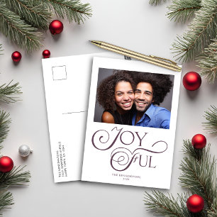 Modern Navy Blue Joyful Christmas Holiday Photo Postcard