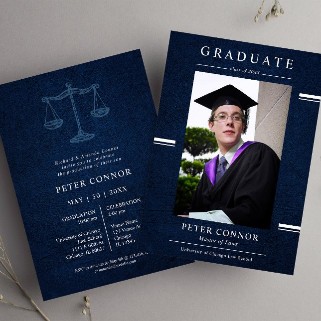 Modern Navy Blue Layer Graduation Invitation (Creator Uploaded)