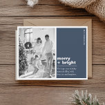 Modern Navy Blue Merry   Bright Christmas Photo  Postcard<br><div class="desc">Send a heartfelt holiday message with this “Merry Bright” Christmas photo card in a rich navy blue tone — a perfect blend of modern design and timeless elegance. The clean typography, minimalist layout, and customizable photo area make it a stylish choice for families, couples, and professionals who love simple sophistication....</div>