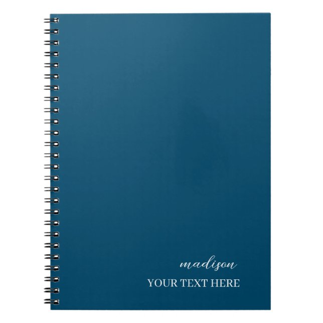 Modern Navy Blue Minimalist Handwritten   Notebook (Front)