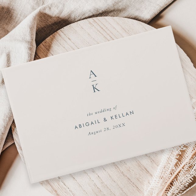 Modern Navy Blue Monogram Mix Match Wedding Guest Book (Creator Uploaded)