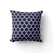 Modern Navy Blue Moroccan Geometric Cushion