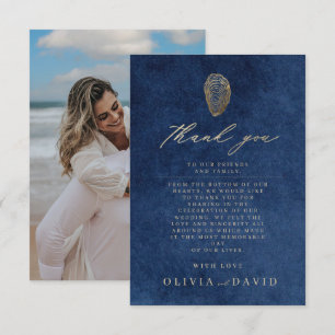 Modern Navy Blue Nautical Wedding Thank You Card