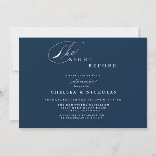 Modern Navy Blue Night Before Dinner Invitation