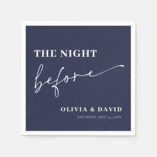 Modern Navy Blue Night Before Rehearsal Dinner Napkin