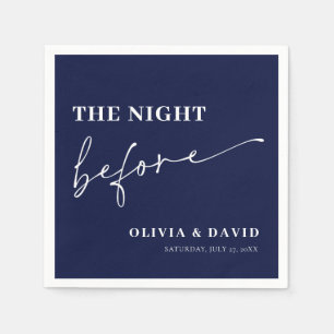 Modern Navy Blue Night Before Rehearsal Dinner Napkin