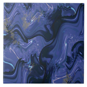 Modern navy blue ombre gold marble pattern tile