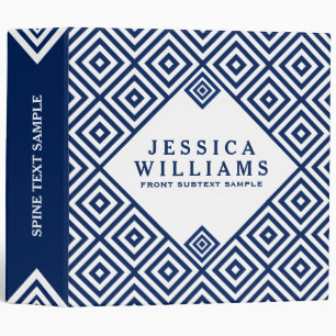 Modern Navy Blue On White Geometric Pattern Binder