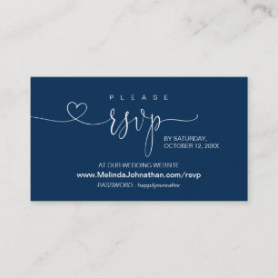 Modern Navy blue, Online RSVP at Wedding Website E Enclosure Card