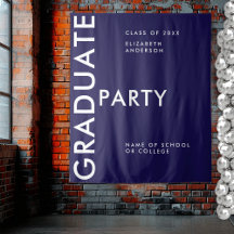 Modern Navy Blue Personalize Graduation Backdrop