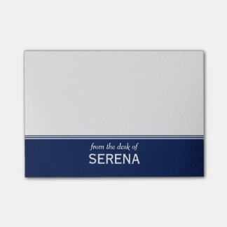 Modern Navy Blue Personalized 4" x 3" Post-it Notes