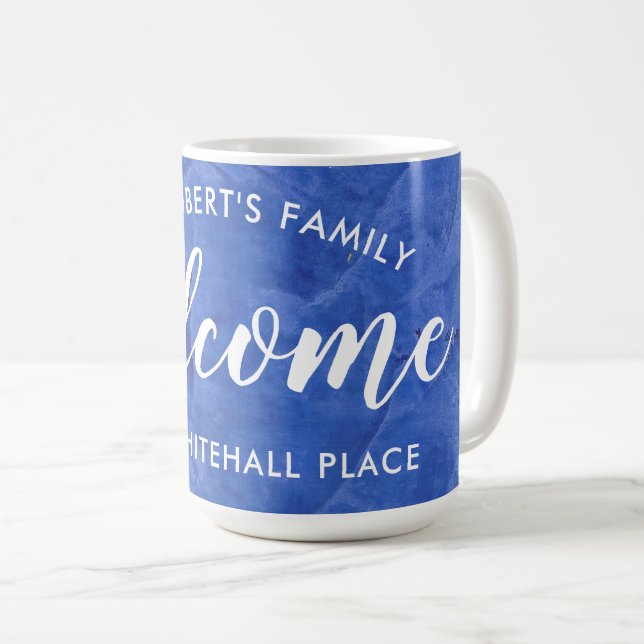 Modern Navy Blue Personalized Coffee Mug (Front Right)