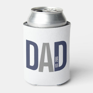 Modern Navy Blue Personalized Dad Established Can Cooler