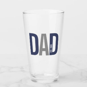 Modern Navy Blue Personalized Dad Established Glass