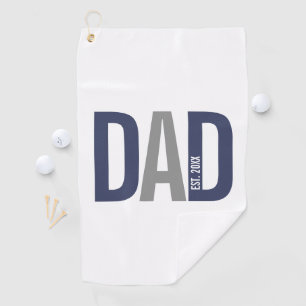 Modern Navy Blue Personalized Dad Established Golf Towel