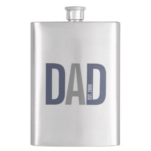 Modern Navy Blue Personalized Dad Established Hip Flask