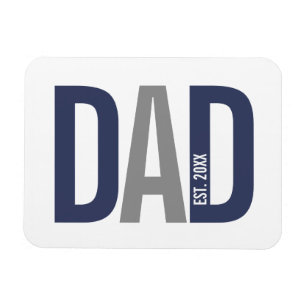 Modern Navy Blue Personalized Dad Established Magnet