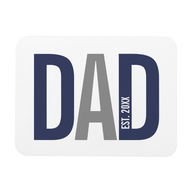 Modern Navy Blue Personalized Dad Established Magnet (Horizontal)