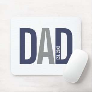 Modern Navy Blue Personalized Dad Established Mouse Pad