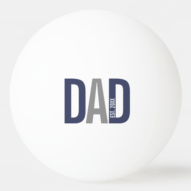Modern Navy Blue Personalized Dad Established Ping Pong Ball (Front)