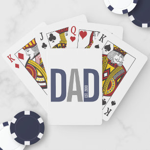 Modern Navy Blue Personalized Dad Established Playing Cards
