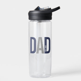 Modern Navy Blue Personalized Dad Established Water Bottle