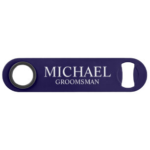Modern Navy Blue Personalized Groomsman Speed Bottle Opener