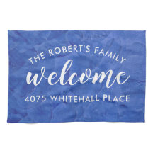 Modern Navy Blue Personalized Kitchen Towel