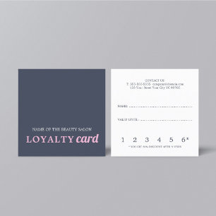 Modern Navy Blue Pink Beauty Loyalty Card