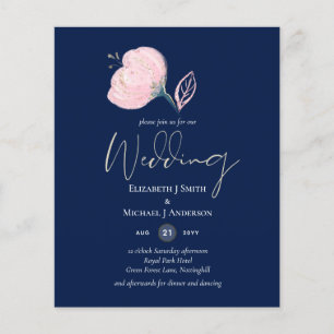 Modern Navy Blue Pink Rose Gold Wedding Budget