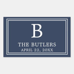 Modern Navy Blue Rectangular Sticker