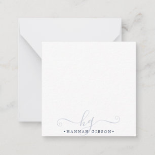 Modern Navy Blue Script Initials Monogram Minimal Card