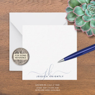 Modern Navy Blue Script Monogram Initials Minimal  Card