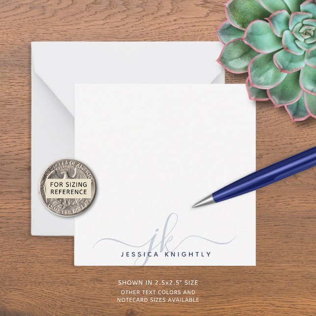Modern Navy Blue Script Monogram Initials Minimal Card (Creator Uploaded)